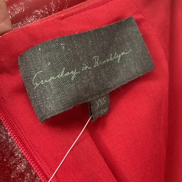 Beautiful Pencil Leather Imitation Skirt, size-XXS,Red, lined - Picture 6 of 10